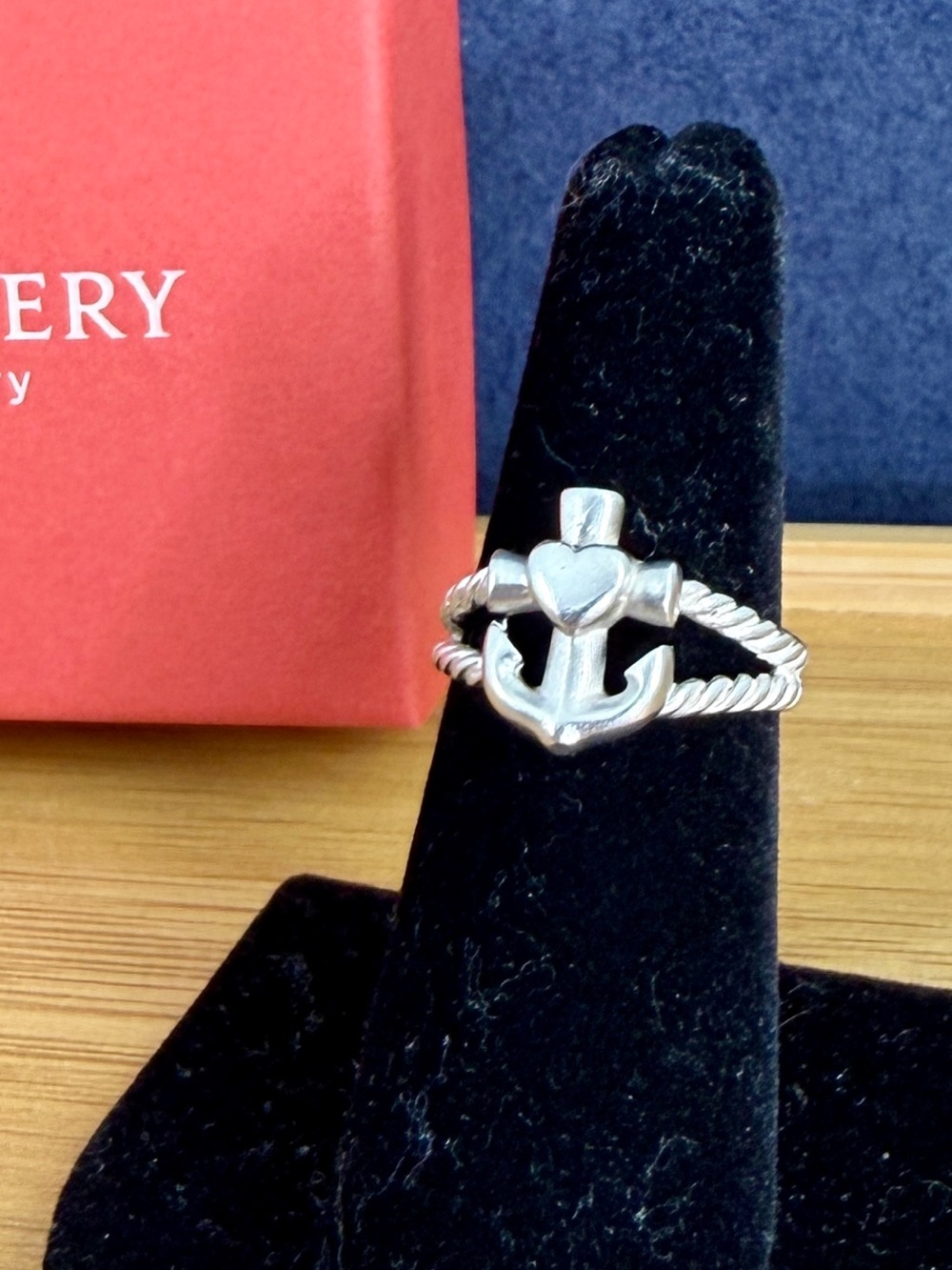 JAMES AVERY Sterling Silver Faith Hope Love Rope Anchor Ring; SIZE 5.75; RETIRED